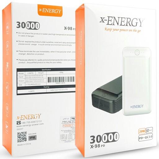 پاوربانک فست شارژ x-energy مدل X-98 PD ظرفیت 30000 میلی آمپر